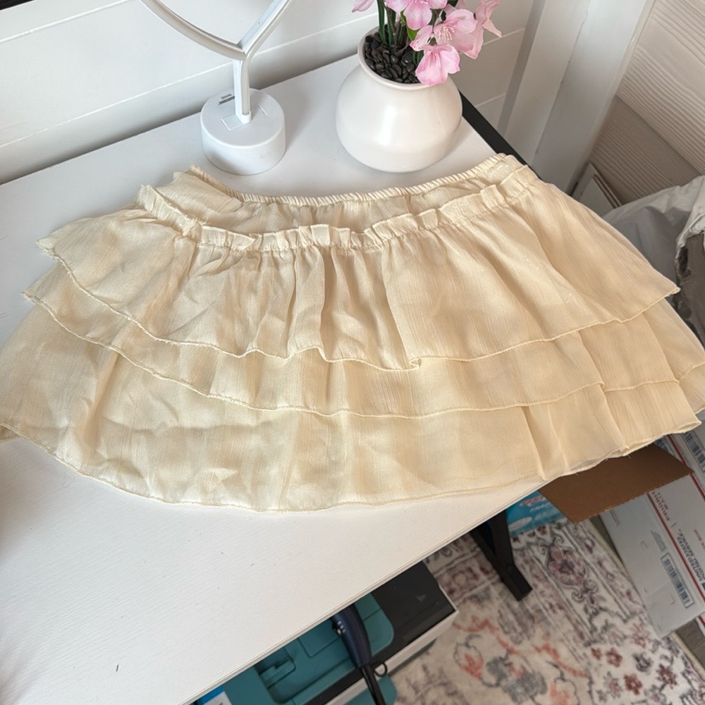 SHEIN Cream Bubble Mini Skirt Ruffled Tiered